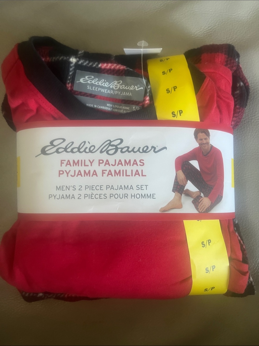 Eddie Bauer Red Pajama Set with Plaid Pants - Lightweight Flannel